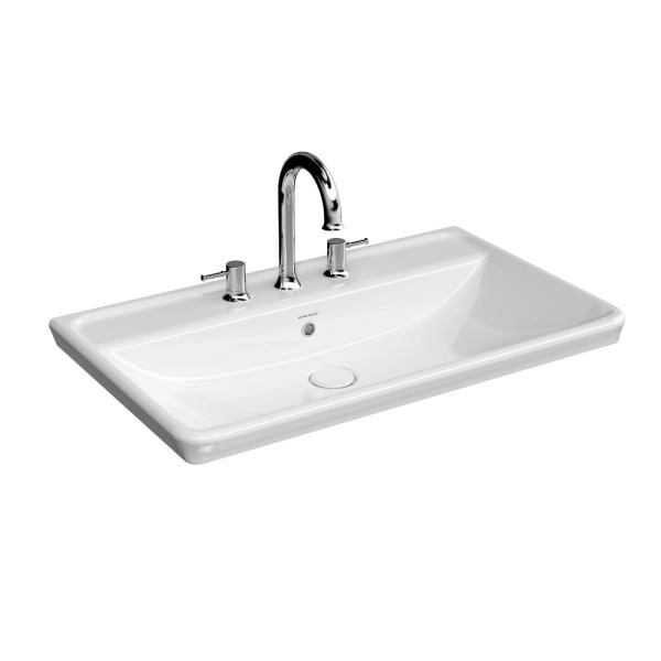Раковина Kerama Marazzi ЭЛЕГАНС KMELWB80GWH3 мебельная\подвесная 80 см с тремя отверстиями, белая глянцевая