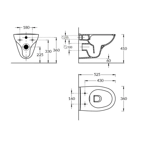 Унитаз Kerama Marazzi PRO ПРО XPRO.wc.02 безободковый, белый глянцевый