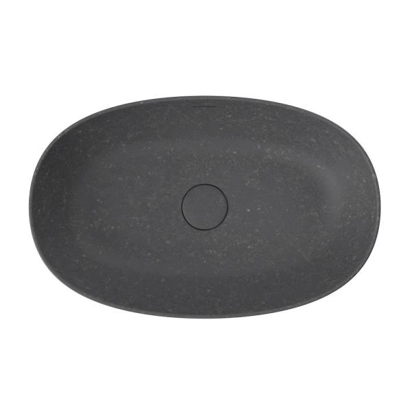 Раковина Kerama Marazzi PLAZA ПЛАЗА KMPLWB60MBLST0 60 см накладная с донным клапаном, черный камень
