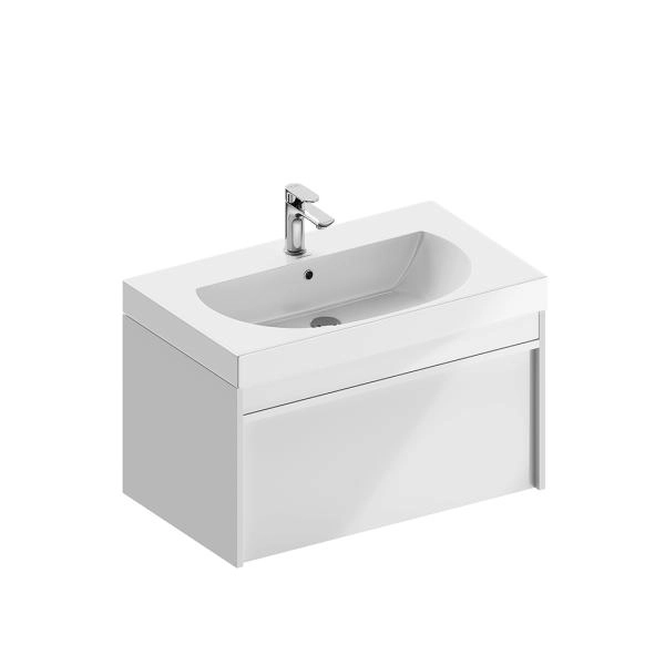Тумба Kerama Marazzi MODULA МОДУЛА MO.80.1+1\WHT подвесная 80 с ящиком 1+1, белая глянцевая